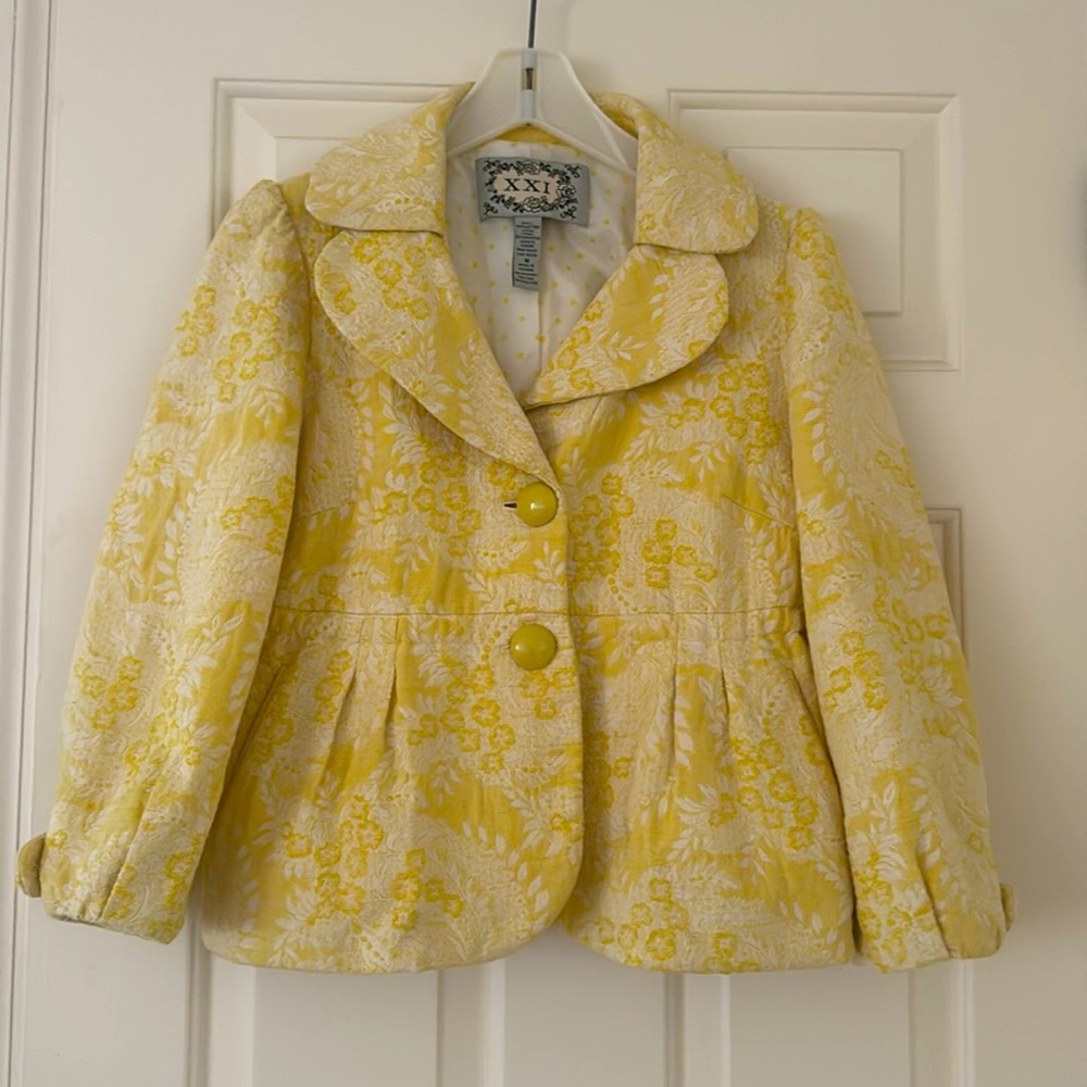 Forever 21 Yellow Brocade Jacket Size M